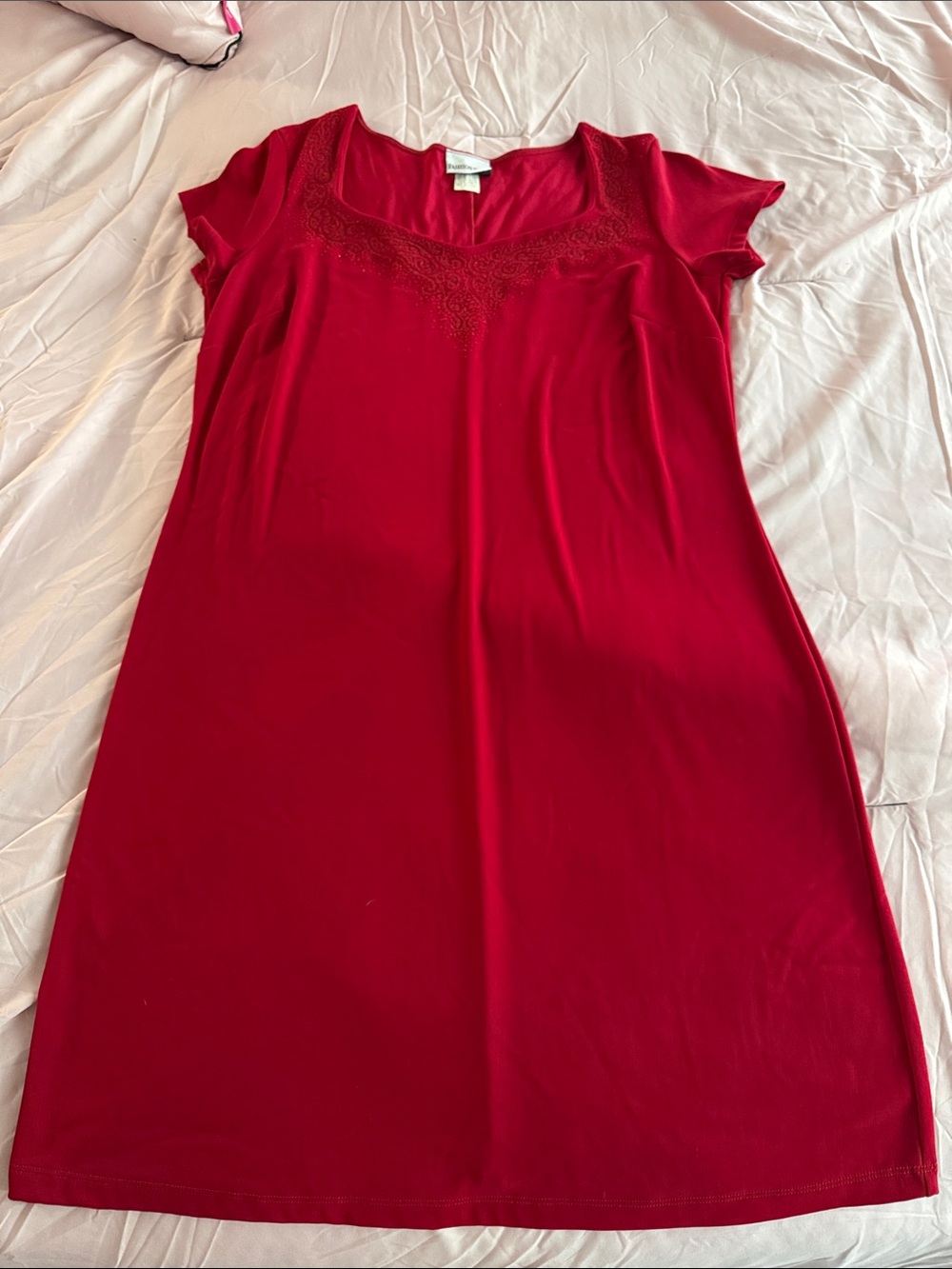 Fashion Bug Red Short-Sleeve Scoop Neck Tunic Top
